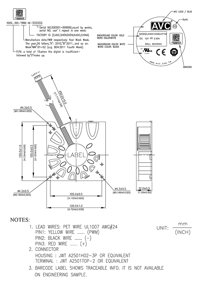 AVC鼓风机 BAKA1232B2U产品设计图：